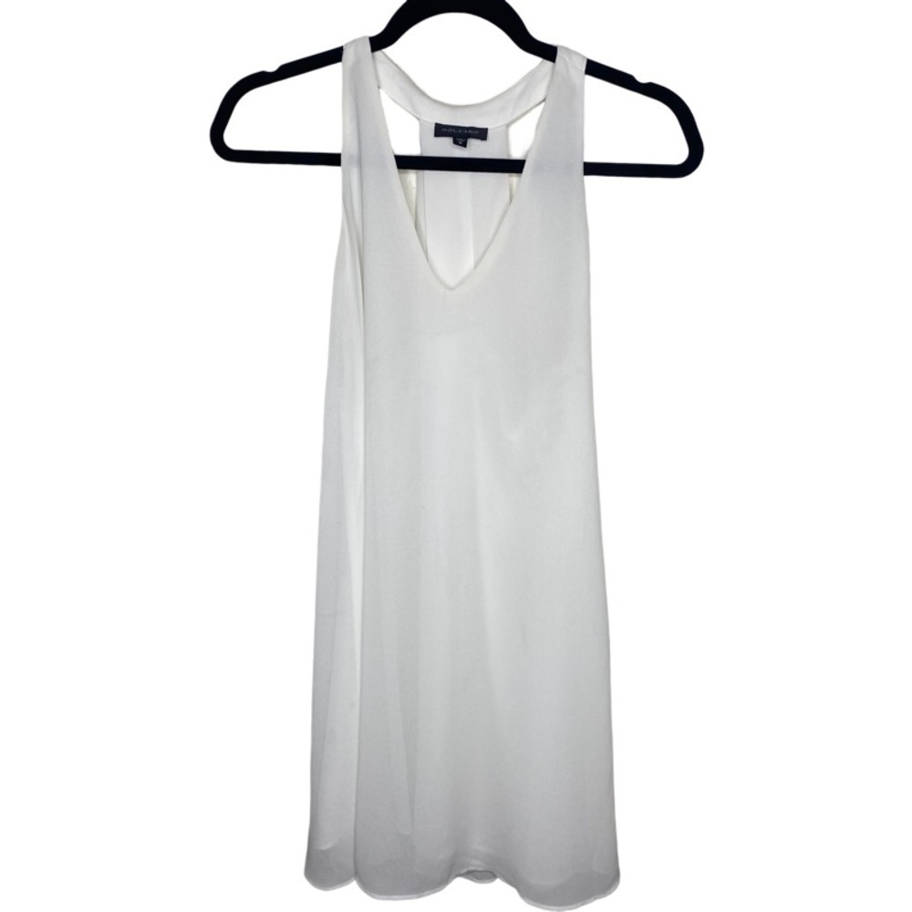 SOLEMIO White Mini Dress with Deep V-neck - Small